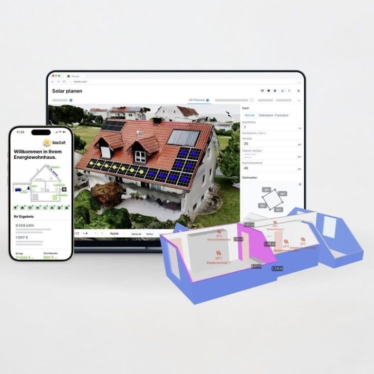 Übersicht von Solarsystem, Energiespeicher und Ertragsrechnung